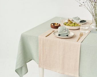 Natural tablecloth linen, Custom tablecloths from small to large, Linen table decor by Lovely Home Idea