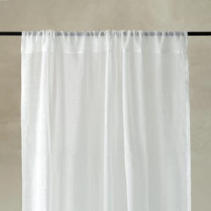 Sheer linen cafe curtain, Short window curtains, Lightweight kitchen curtain panel with rod pocket top, Small window curtains
