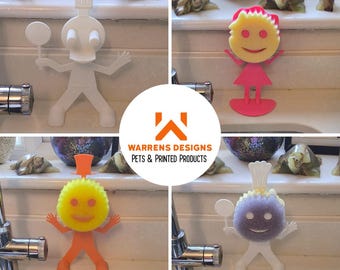 3D Printed Scrub Daddy/Mummy Sponge Holder: Funny Kitchen Decor