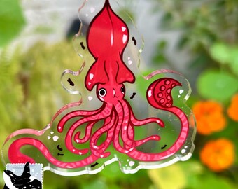 Surell Sparkly Pink Squid Keychain Charm With Fluffy Faux Fur Pom - Bag Charm, Purse Accessory, Lobster Clasp - View #8