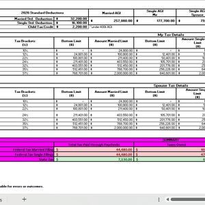 Yearly Tax Estimator Spreadsheet (2026) – Income, Deductions, Stock Sales Tax Calculator