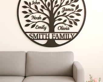Personalized Laser Cut Wooden Family Tree Sign • Custom Family Tree • Grandparents Sign • 40th Anniversary Gift For Parents.