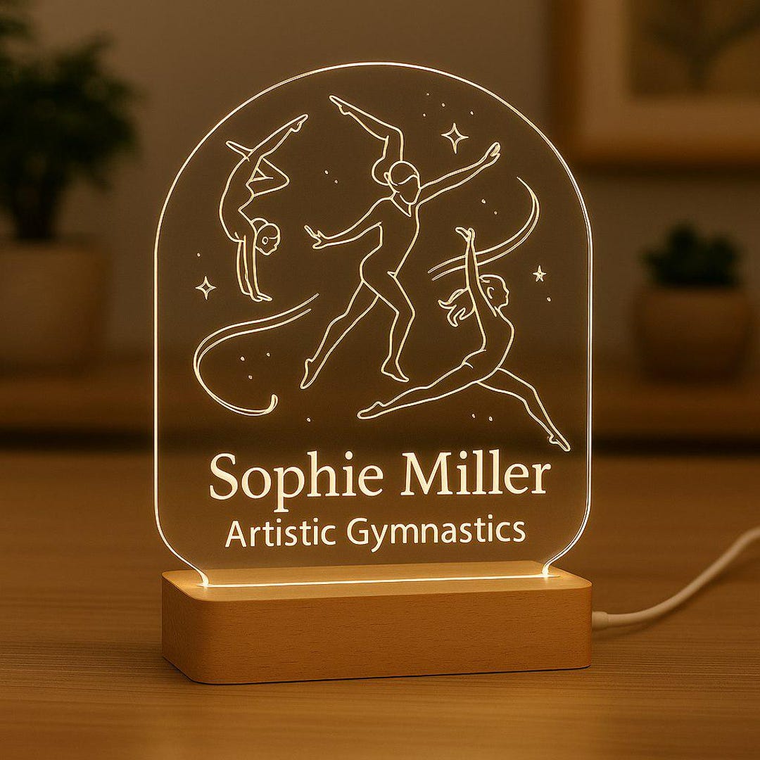 OkiyiD Gymnastics Night Light, Girls Gymnastics Crystal Ball 3.15 Inch (80mm) Lamp with 16 Colors, Gymnastic Gifts for Girls Gymnasts Birthday Xmas, Gym Decor Accessories Room Decoration Ornaments