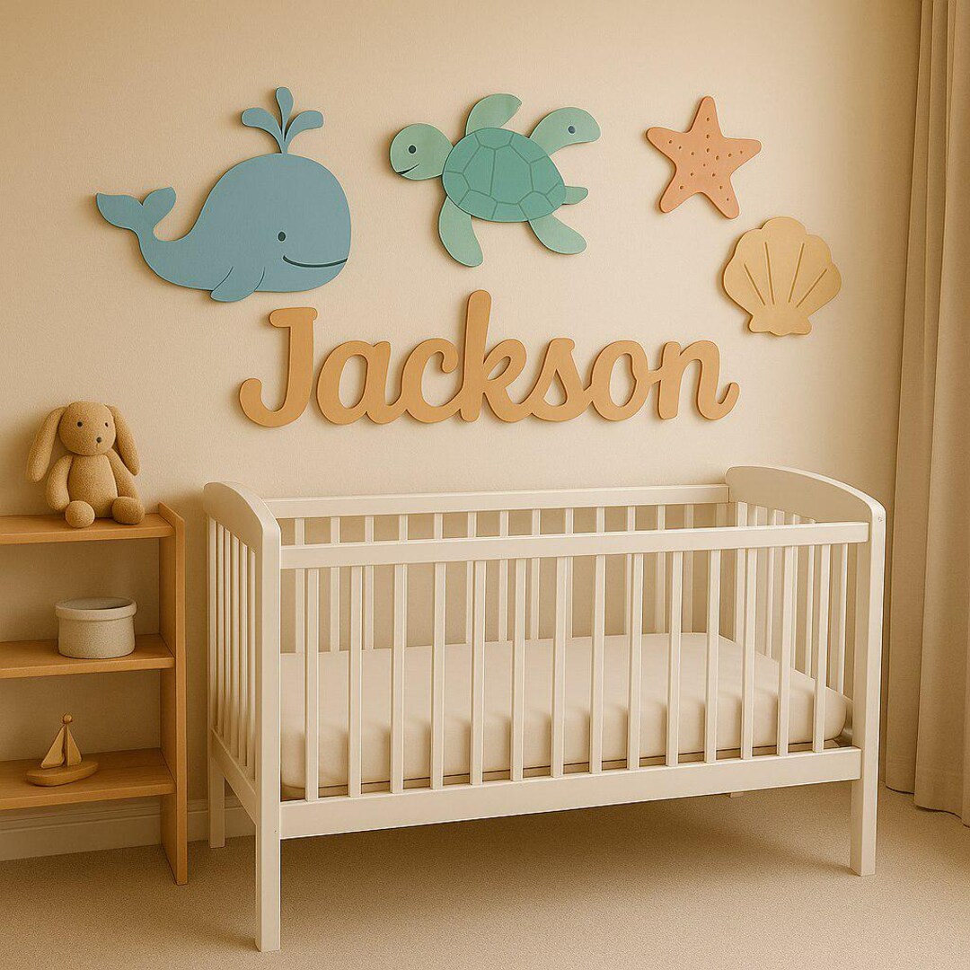 Personalized Under the Sea Nursery Decorations • Wooden Baby Name Sign ...
