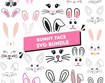 Bunny Face SVG Bundle: Easter Cricut Cut Files (Instant Download)