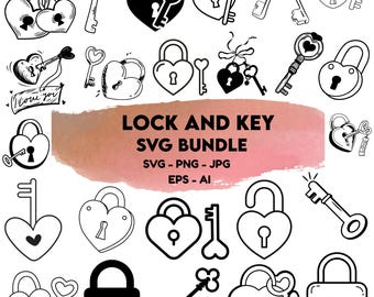 Heart Lock and Key SVG Bundle: Cricut-Ready Designs (Digital Download)