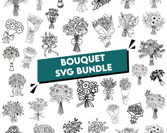 Bouquet Svg Bundle: Hand Drawn Floral Bouquet,Digital Files(Instant Download)