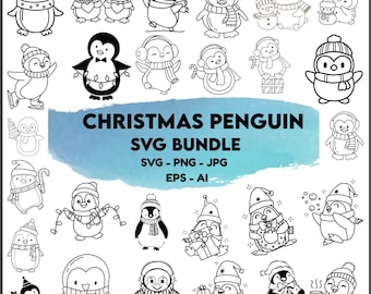 Weihnachts-Pinguin SVG-Bundle: Winter-Pinguin Schnittdatei (Digitaler Download)