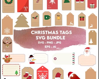 Paquete SVG de etiquetas de regalo de Navidad: archivos cortados con láser (descarga digital)