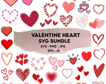 Valentine Heart Svg Bundle: Pack Love Heart, Shirt Design for Cricut (Digital Download)