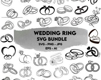 Wedding Ring SVG Bundle:  Groom and Bride Vector, Marriage Svg, Digital Files(Instant Download)