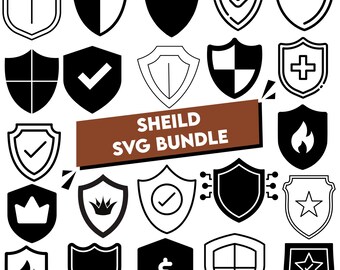 Shield SVG Bundle: Badges, Silhouette Cut Files (Digital Download)