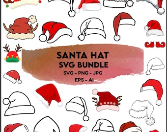 Kerstmuts SVG-bundel: kerst silhouet gesneden bestanden (digitale download)