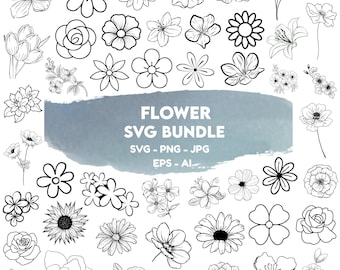Floral SVG Bundle: Flower Cut Files for Cricut (Digital Download)