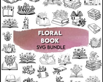 Floral Book SVG Bundle, Wildflower Reading Books (Digital Download)