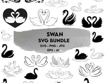 Swan Svg Bundle:Cut Files For Cricut,Silhouette,Digital File(Instant Download)