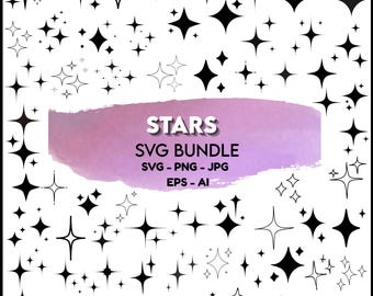 Sparkle Star SVG Bundle, Clipart, Silhouette (Digital File)