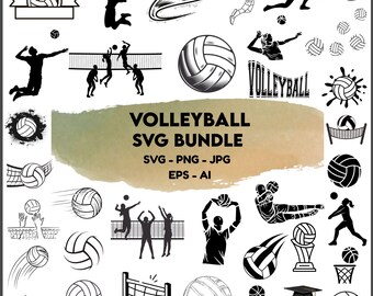Svg-bundel volleybal: bestanden knippen voor cricut, digitaal (direct downloaden)