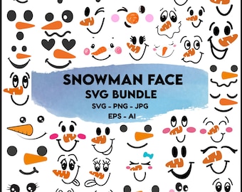 Snowman Faces Svg Bundle:Christmas Cricut Cut Files ,Digital Desings(Instant Download)
