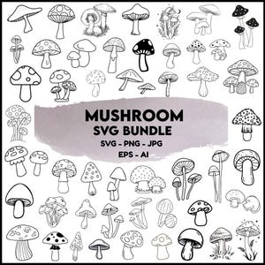 Mystical Mushroom SVG Bundle: Floral Clipart, Cut Files (Digital Download)