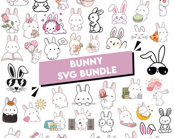 Bunny Svg Bundle: Rabbit,   Bunny Face, Digital Files(Instant Download)