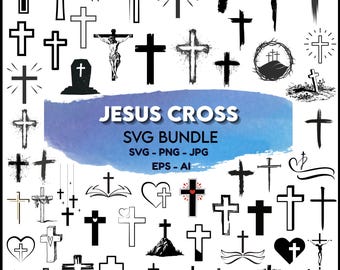 Jesus Cross SVG Bundle, Christian Clipart (Digital Download)