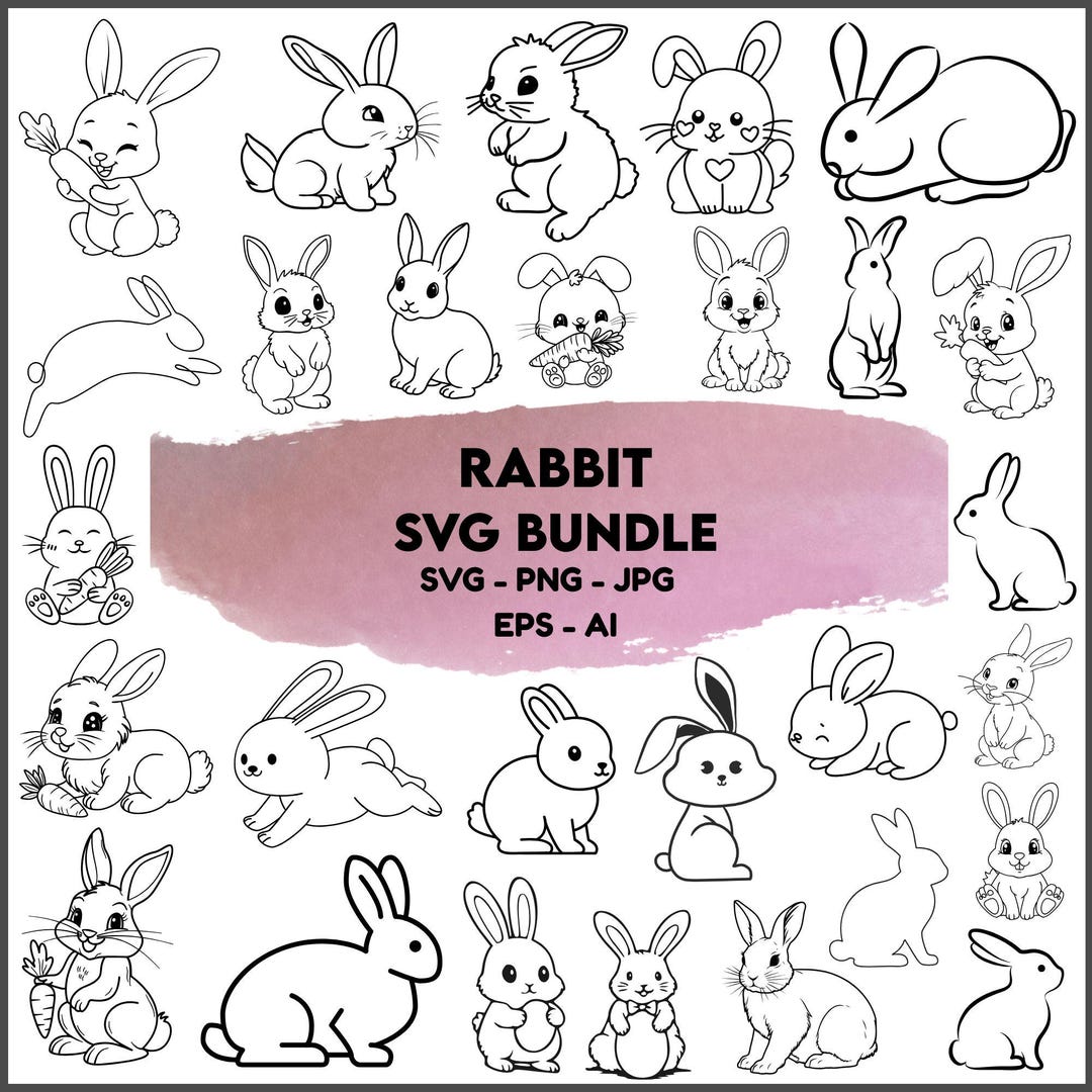 Rabbit SVG Bundle:clipart,cut Files for Cricut,digital(instant Download ...