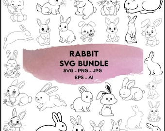 Kaninchen SVG Bundle: Clipart,Schnittdatei für Cricut,Digital(Instant Download)