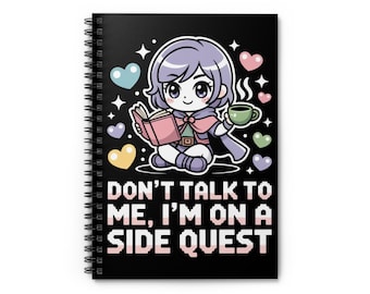SideQuest Gamer Notizbuch Kawaii Goth Journal Gruselig Süßes Gamer Girl Pastel Goth Otaku Liniertes Notizbuch