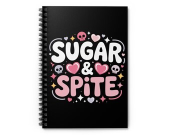 Sugar Spite Spiralblock, gruseliges Gothic Notizbuch, Pastel Goth Kawaii Briefpapier, süßes Goth Geschenk, Liniertes Schreiben Journa
