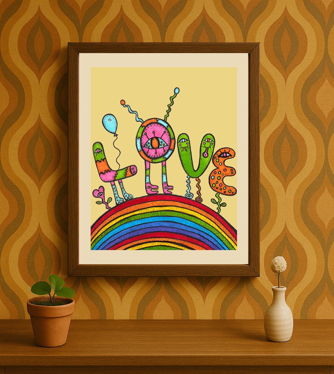 Whimsical Psychedelic 8 X 10 Art Print | Trippy Love Rainbow Artwork ...