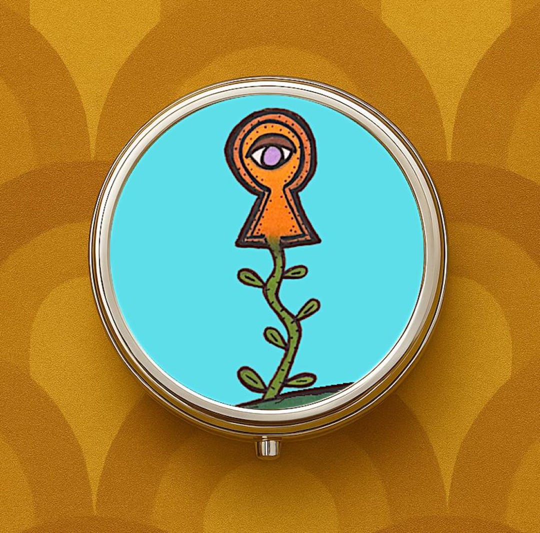 Keyhole Trippy Trippy Keyhole Plant Pill Box Case | Pillbox Trinket Vitamin Holder ...