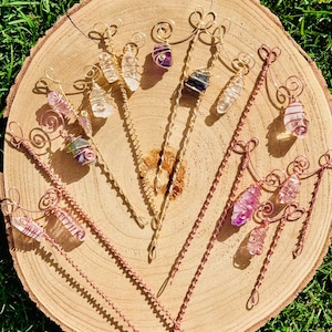 Copper Wrapped Hanging Crystal Plant Pendant Stakes: Handmade Healing Decor