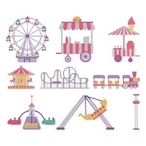 Broderidesignpaket för karnevalsfestival, maskinbroderifil för nöjespark, direktnedladdning, storlek 5