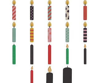 Celebration Birthday Embroidery Design Bundle, Decorative Candle Machine Embroidery File, Instant Download, 7 Size