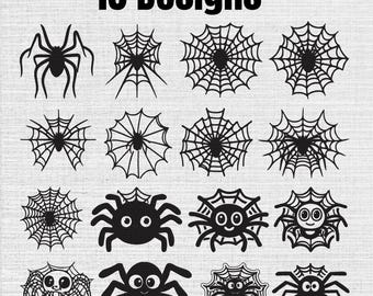 Spooky Spider Webs Machine Embroidery Designs Set OF 16, Instant Download Digital, 7 Sizes