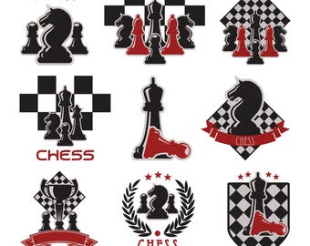 Chess Pieces Logo Embroidery Design, Sport Chess Pieces Machine Embroidery File, 9 Design, 8 Size, Instant Download