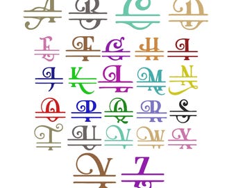 Split Alphabet Embroidery Design Bundle, Letter Monogram Machine Embroidery File, Instant Download, 5 Size