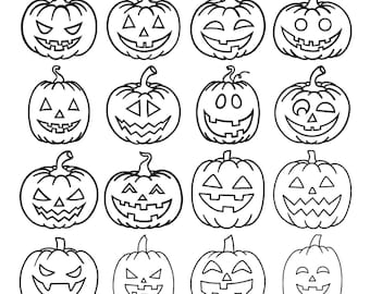 Pumpkin Outline Machine Embroidery Design, Jack O Lantern Stitch, Spooky Faces File, Halloween Holiday Pattern, Instant Digital Download
