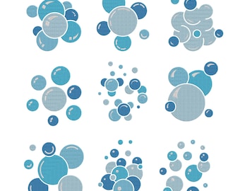 Bubble Water Bath Embroidery Design, Water Bubbles Bath Machine Embroidery File, 9 Design, 7 Size, Instant Download