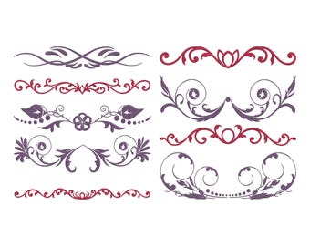 Decorative Swirl Embroidery Design, Ornamental Flourish Divider Machine Embroidery File, 9 Design, 9 Size, Instant Download