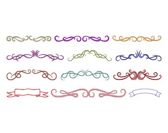 Decorative Swirl Embroidery Design, Vintage Flourish Divider Machine Embroidery File, 12 Design, 7 Size, Instant Download