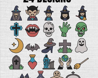Halloween Quote Machine Embroidery Design Set OF 21, Instant Download Digital, 5 Sizes