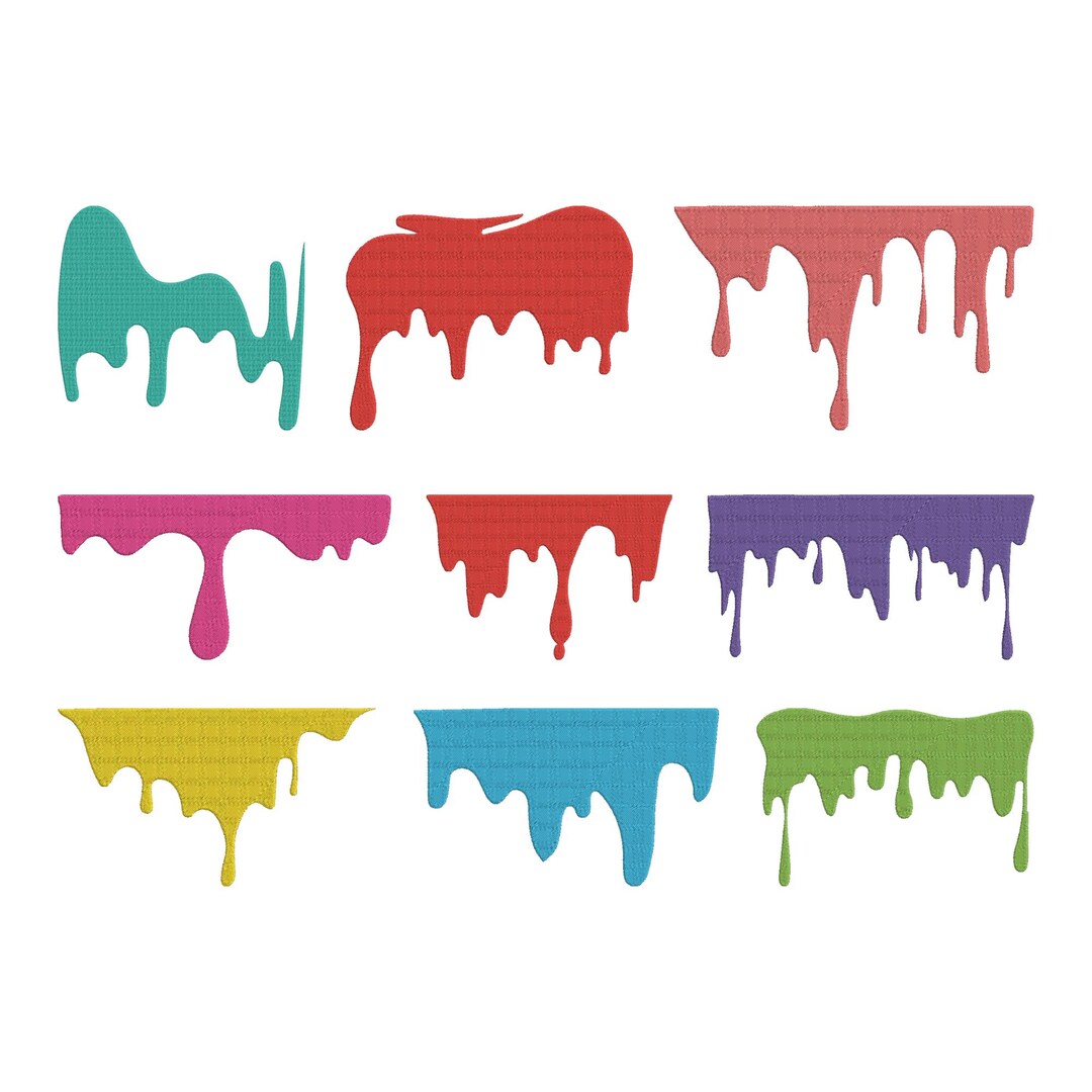 Dripping Paint Border Embroidery Design, Color Drip Frame Edge Modern ...