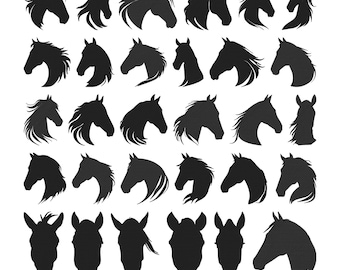 Horse Head Silhouette Embroidery Design, Horse Machine Embroidery File, 30 Design, 8 Size, Instant Download