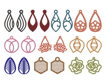 Earring Embroidery Design, Girls Earring Machine Embroidery File, 10 Design, 5 Size, Instant Download