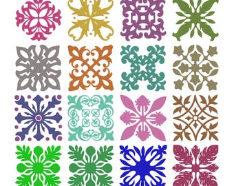 Hawaiian Quilt Machine Embroidery Design, Damask Medallion Embroidery, Tropical Botanical Quilt Floral Embroidery, Instant Digital Download