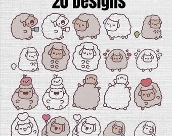 Sheep Lamb Machine Embroidery Designs Set OF 20, Instant Download Digital, 7 Sizes
