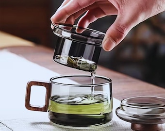 Borosilicate Glass Tea Cup with Filter – 200ml Clear Mug