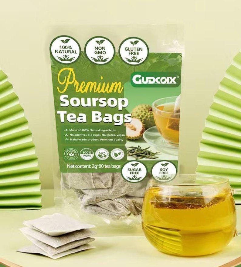 90 Tea Bags Natural Soursop Leaf Herbal Tea, No added ingredients，Caffeine Free image 1